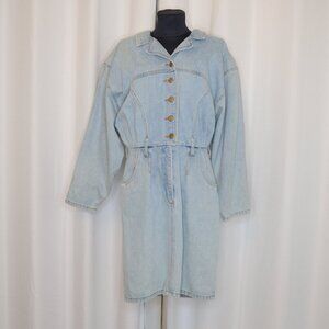 Vintage 80s Pashu Denim Acid Wash Dress Sz 6/8